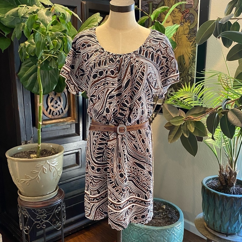 Trina Turk Tribal Print Silk tunic sheath dress